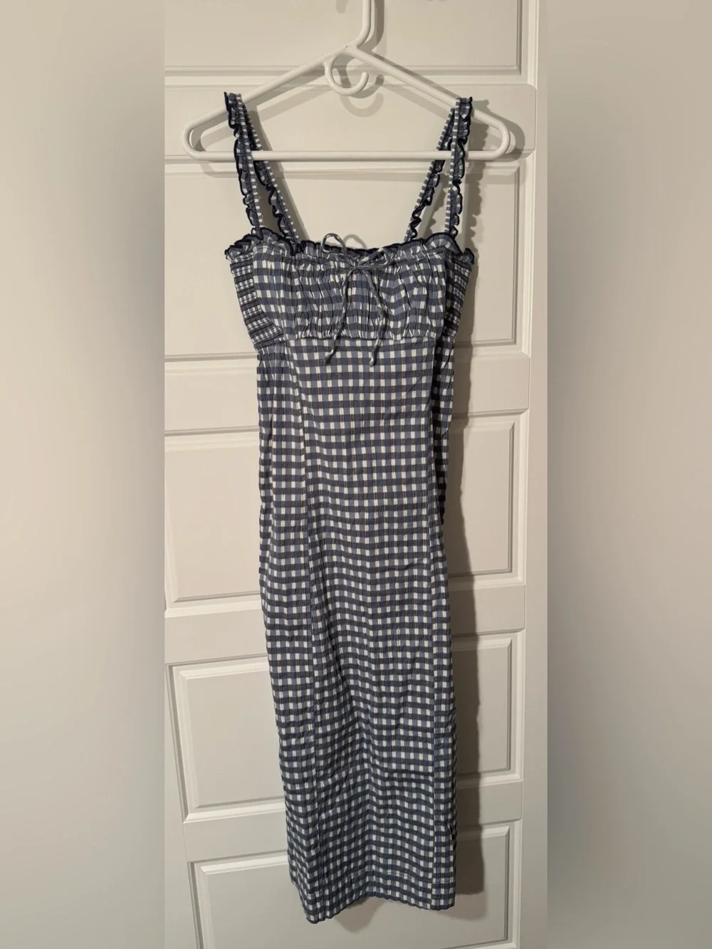 NWT Free People Lucinda Midi Dress in Indigo Combo Plaid Print, Size Medium